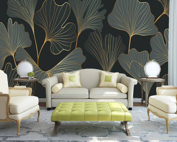 Wallpaper dengan motif bunga mewah